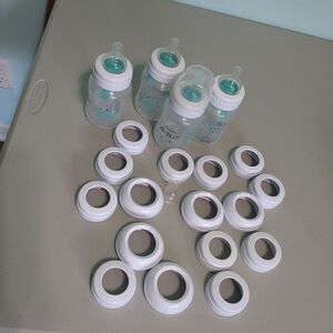 Philips Avent Anti-Colic Baby Bottle with AirFree Vent 9 oz. Lot of 4 plus rings